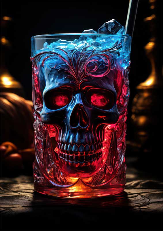 Electric Blue Lagoon with skull carving | Canvas