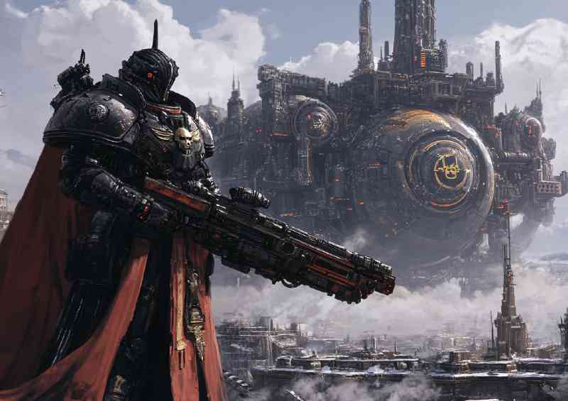 Knight with rifel standing guard | Metal Poster