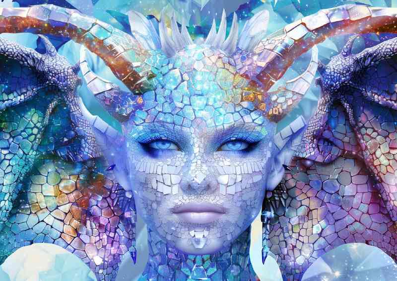 Lady with dragon scaled face | Metal Poster