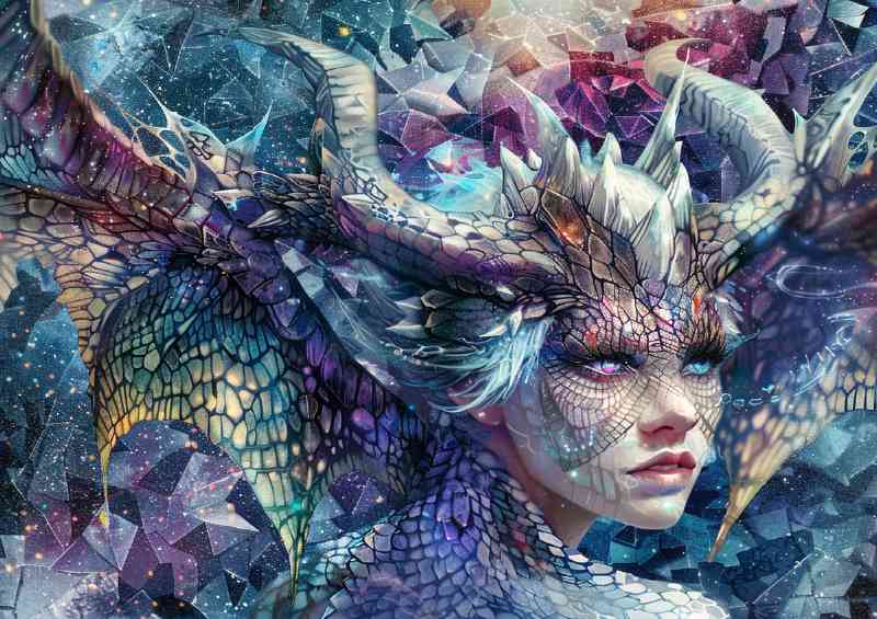 Lady with dragon wings and scales | Metal Poster