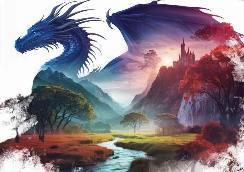Majestic ethereal dragon with a deep watercolour style | Canvas