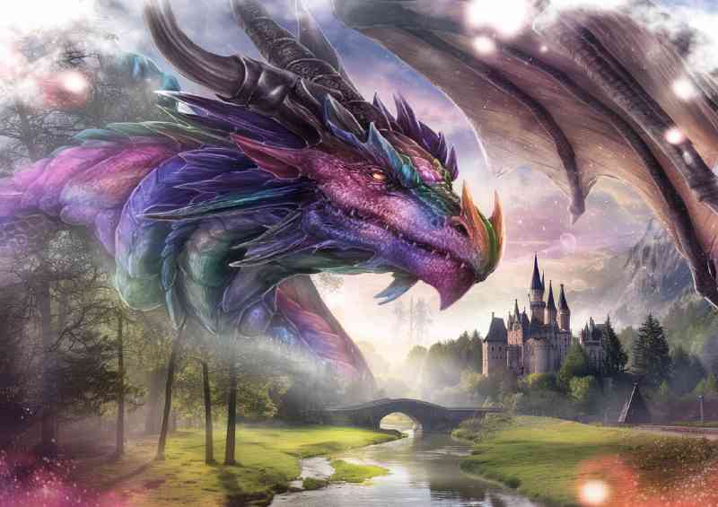 Multi coloured dragon watercolours | Di-Bond
