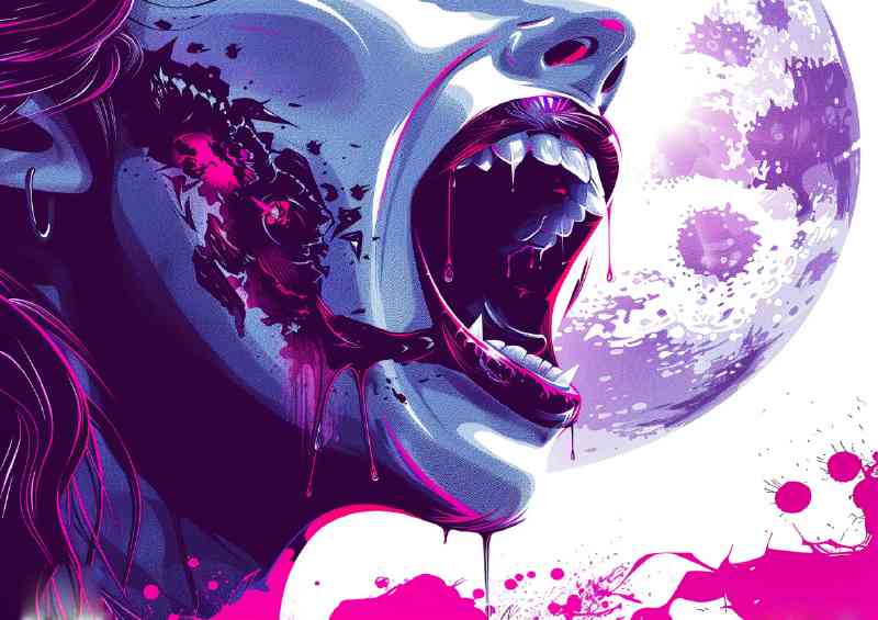 Vampire woman sharpe fangs full moon | Poster