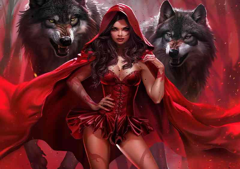 Woman in a red riding hood costume | Poster