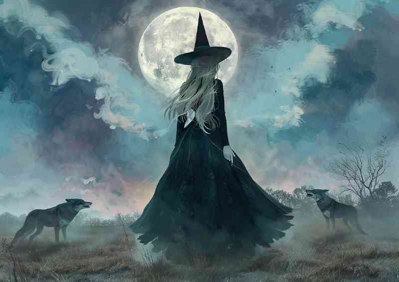 Young witch and the wolfs | Canvas