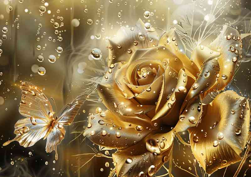 Golden amazing rose | Metal Poster