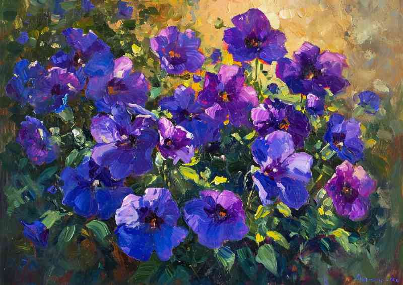 Purple flowers in the sunlight | Metal Poster