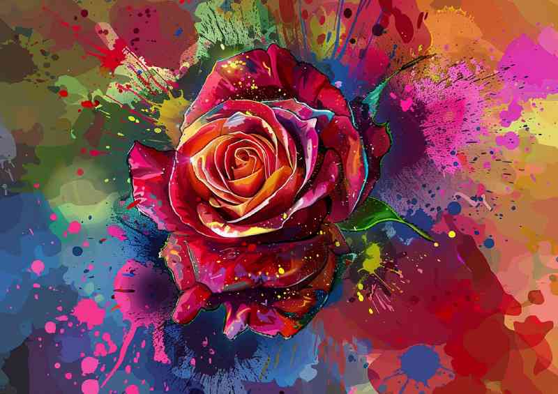 The vibrant rose with full colour splash | Poster