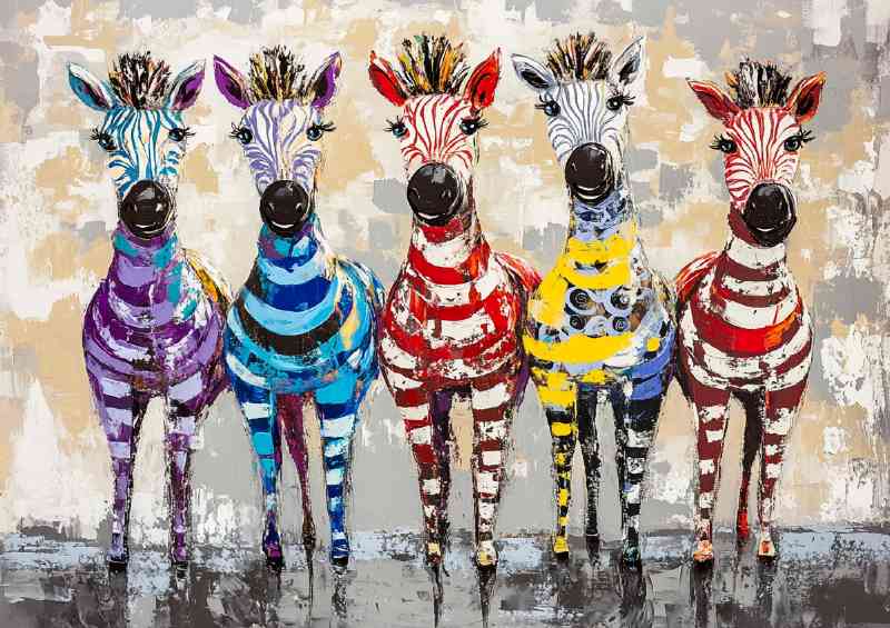 Abstract zebra family | Metal Poster