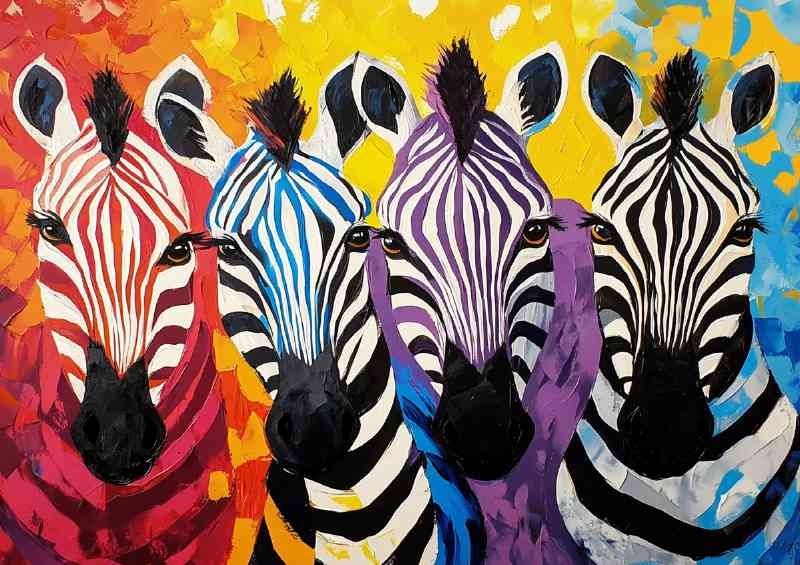 Abstract zebra heads in different colours | Poster
