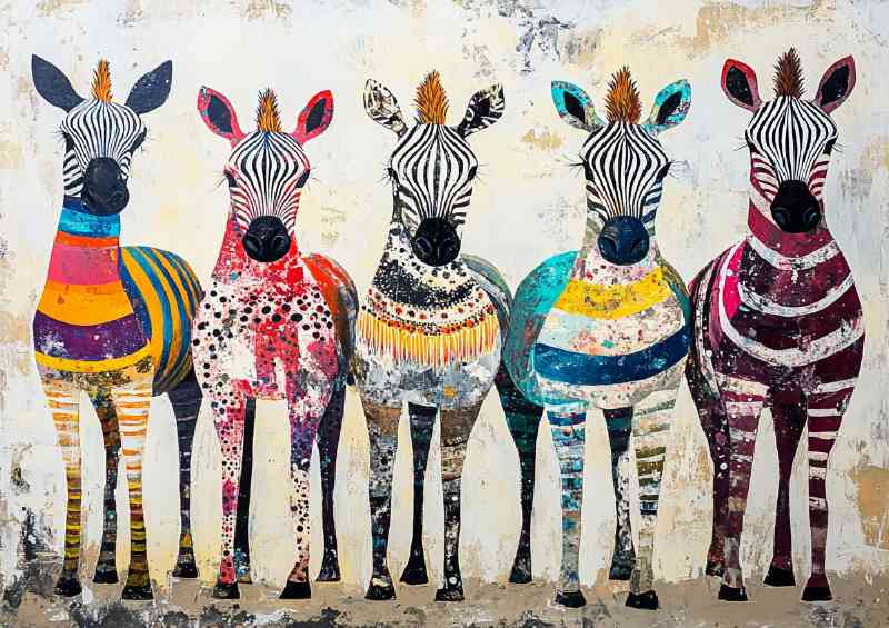 Abstract zebras with colour pallete | Metal Poster