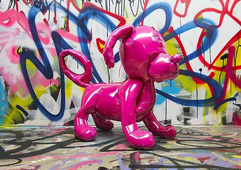 Ballon pink dog graffiti | Metal Poster