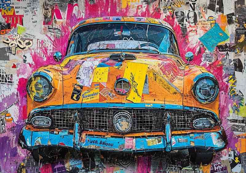Car out of the painted wall | Poster