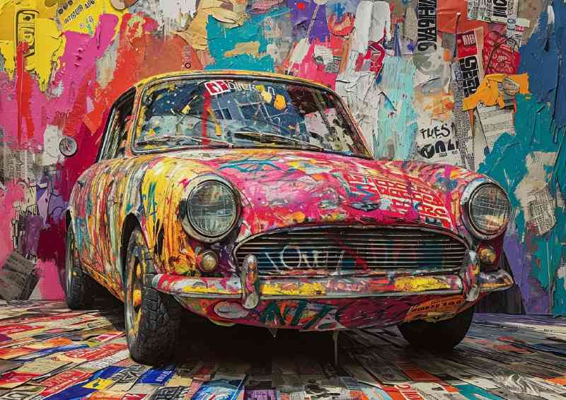 Graffiti car and the painted walls | Metal Poster