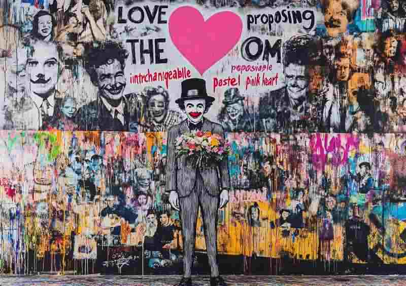 Graffiti charlie chaplin street art | Metal Poster