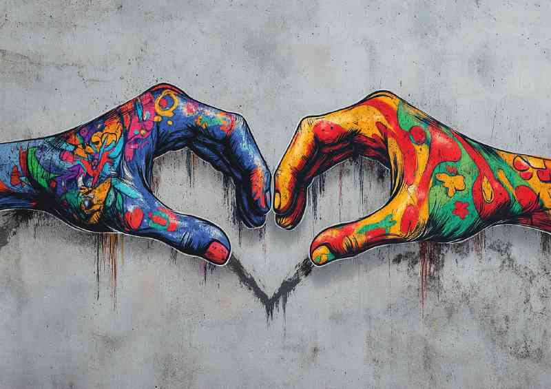 Heart shaped hands in graffiti style | Canvas
