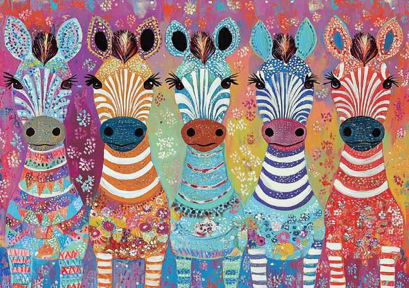 Light zebras abstract art | Metal Poster