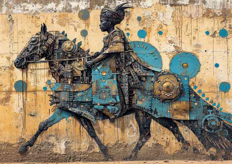 Machine horse graffiti street | Metal Poster