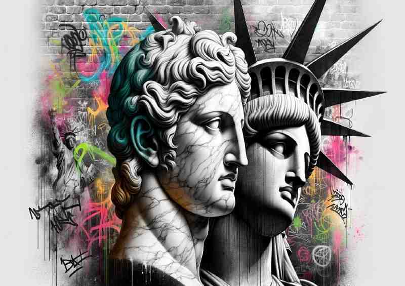 Majestic classical statues head and bust | Metal Poster