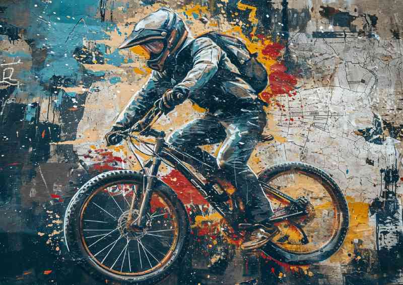Mountain bike graffiti wall | Metal Poster