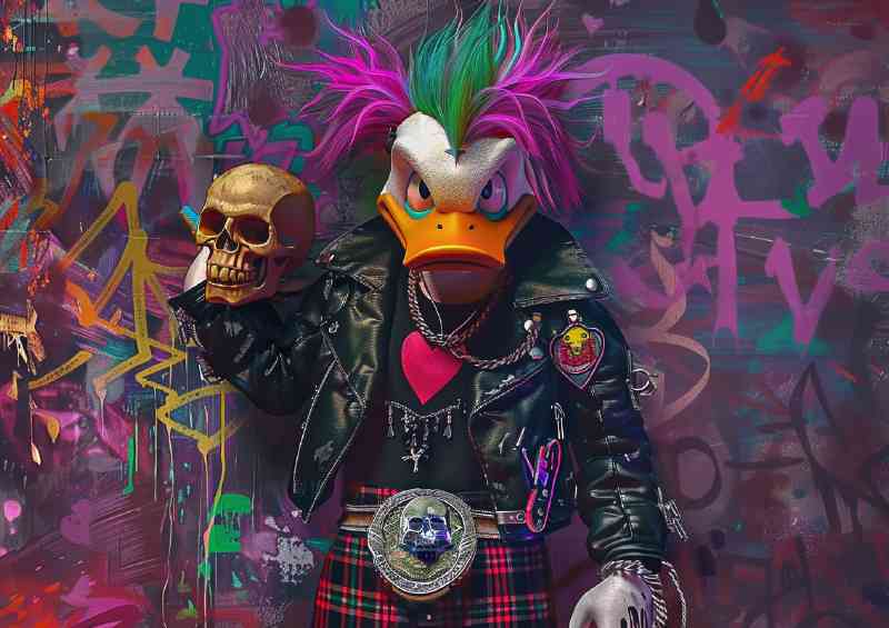 Punkd duck street art | Metal Poster