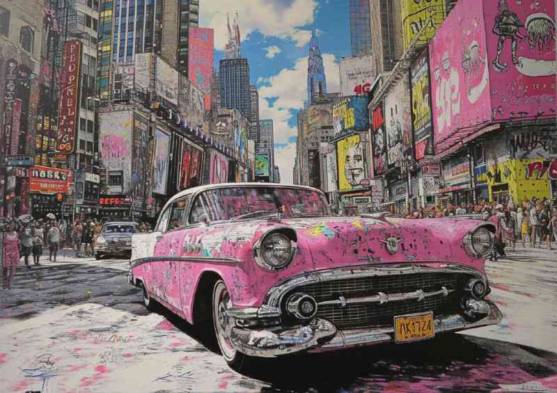 Street painted car in pink | Canvas