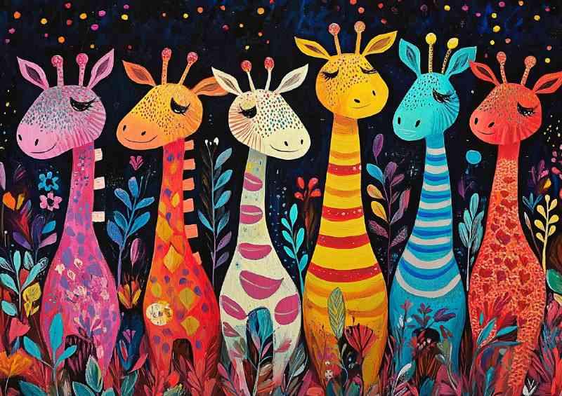 Whimsical zebra art family | Metal Poster
