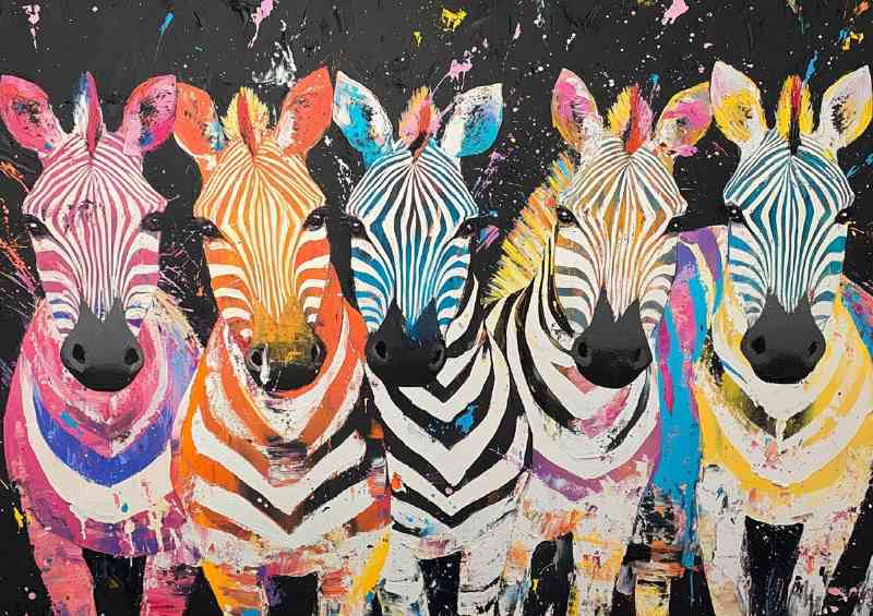 Zebras in a different whimsical colour | Poster