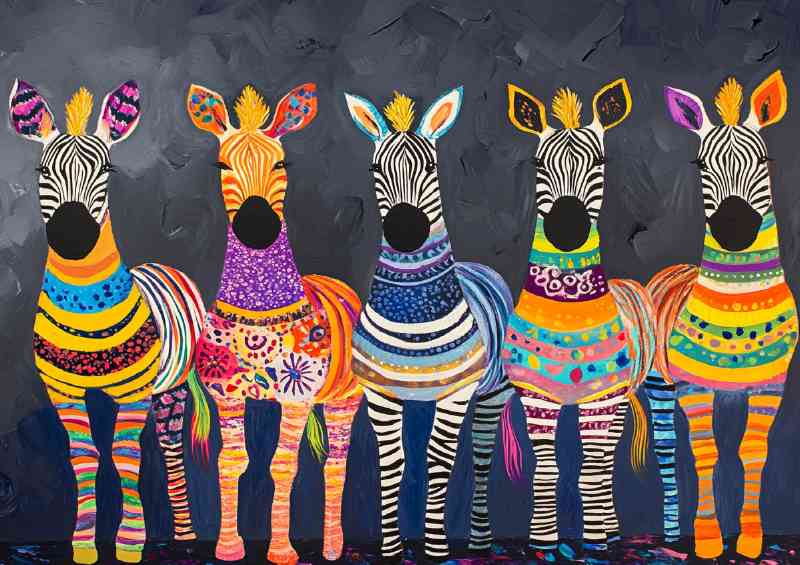 Zebras in full colour pallets | Canvas