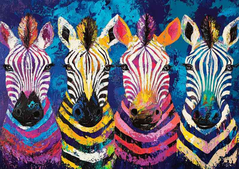 Zebras in whimsical colours | Poster