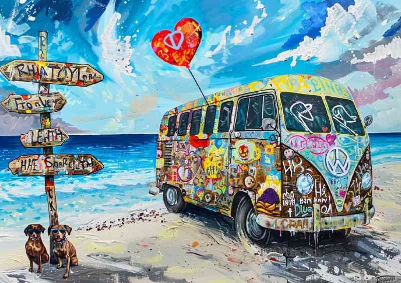 camper van on the beech | Poster