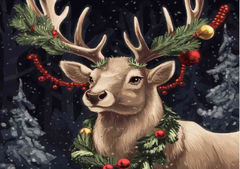 Majestic christmas raindeer with baubles | Canvas