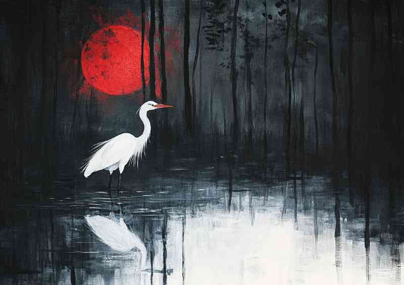 Abstract Heron standing on the edge of the water | Poster