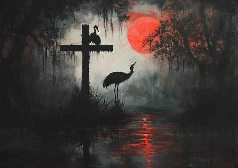 The Crane in the misty fog | Canvas