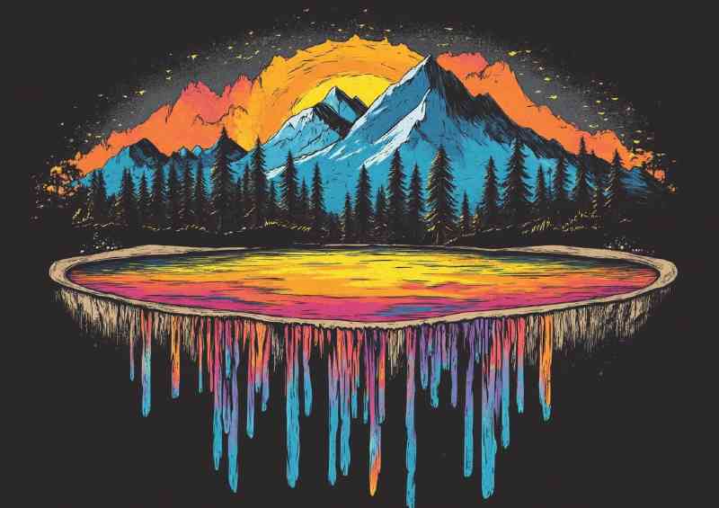 Dripping painted mountains pop art | Poster