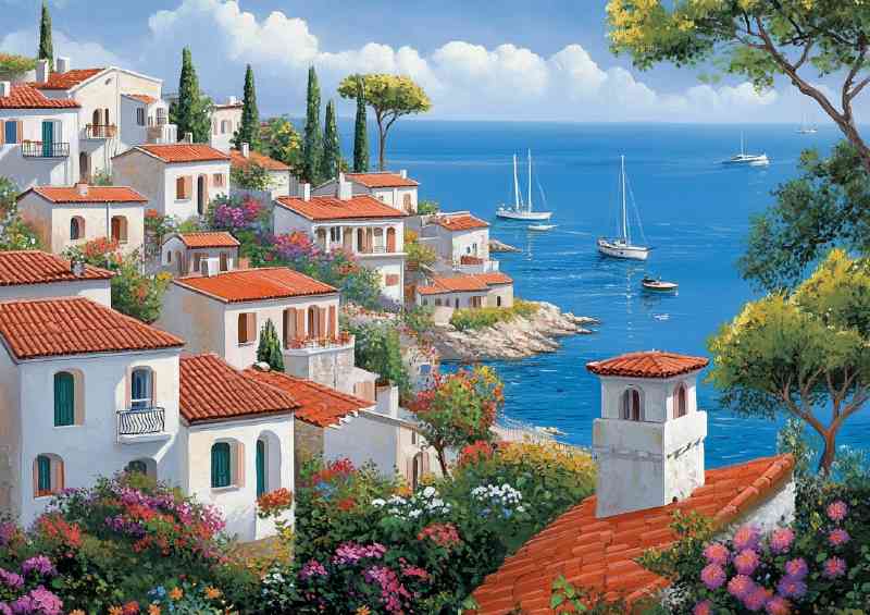The med costal town with beep blue sea | Di-Bond