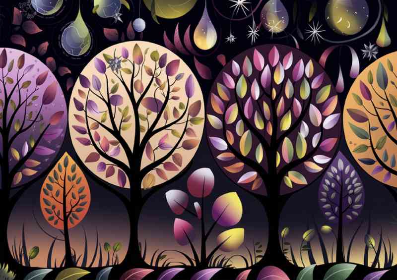 Dreamy illustration of a series of abstract trees | Canvas