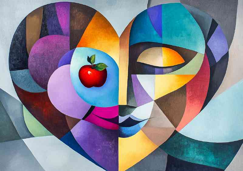 Faces in abstract love heart | Di-Bond