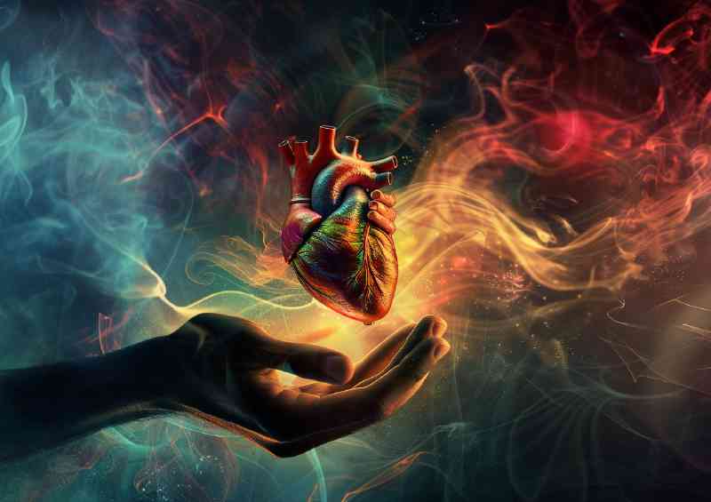 Hand holding an anatomical heart | Metal Poster