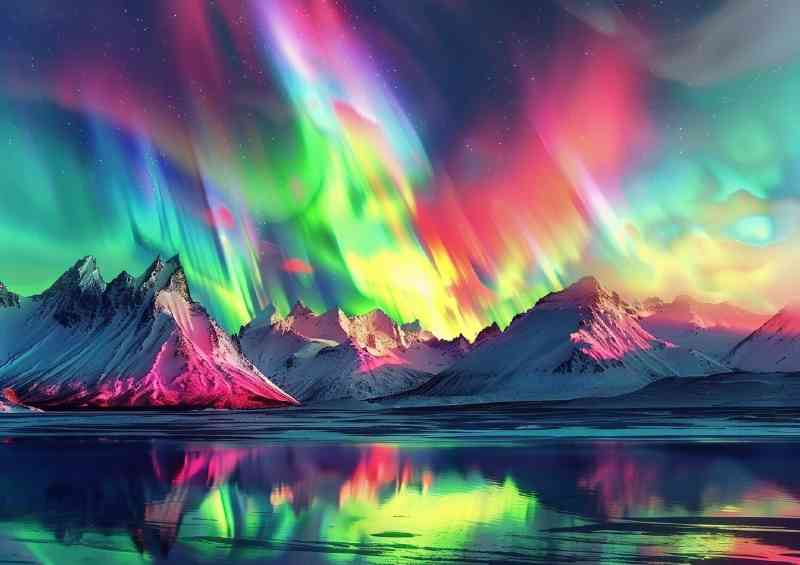 The Northern Lights over the mountains | Metal Poster