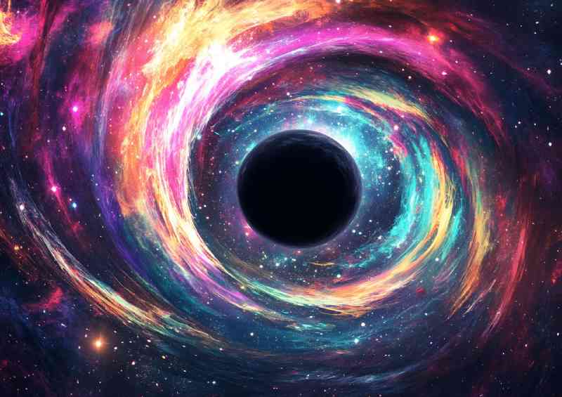 The black hole with coloured swirls | Metal Poster