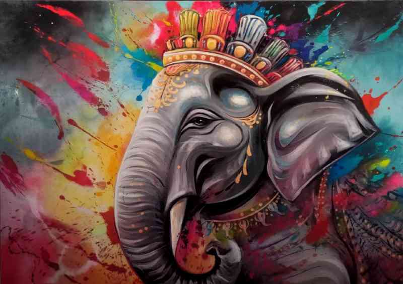 A painting of an elephant adorned with a color | Di-Bond