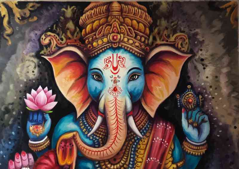 A vibrantly colored elephant god ganish | Canvas