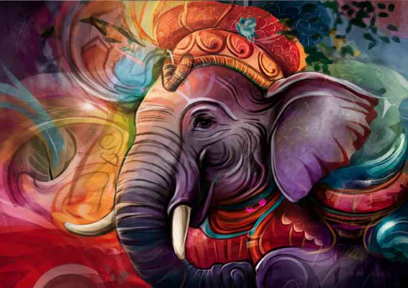 Fusion of traditional and abstract elements elephant | Canvas