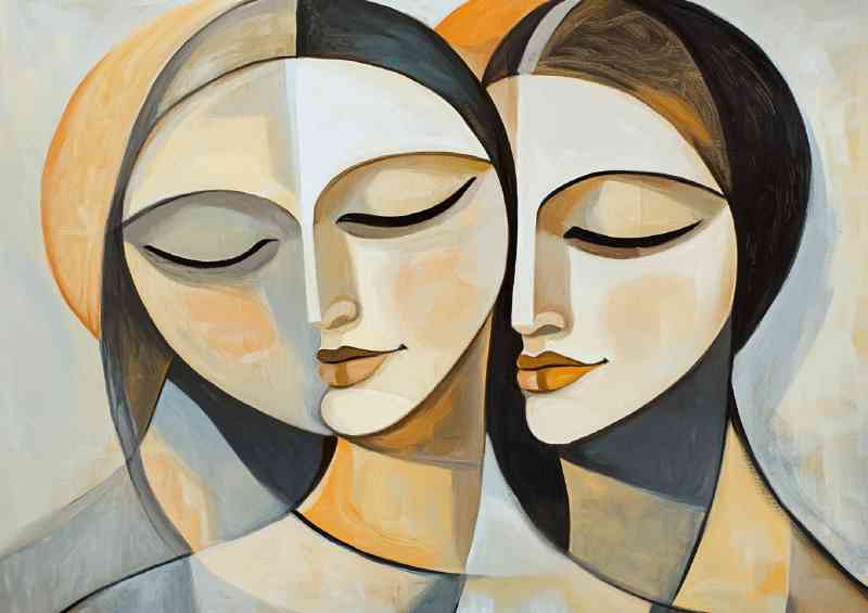 Abstract art painting of women with clean lines | Canvas
