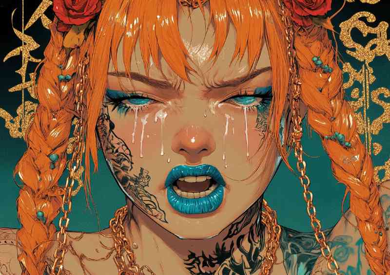 Cyberpunk woman with blue lipstick | Canvas