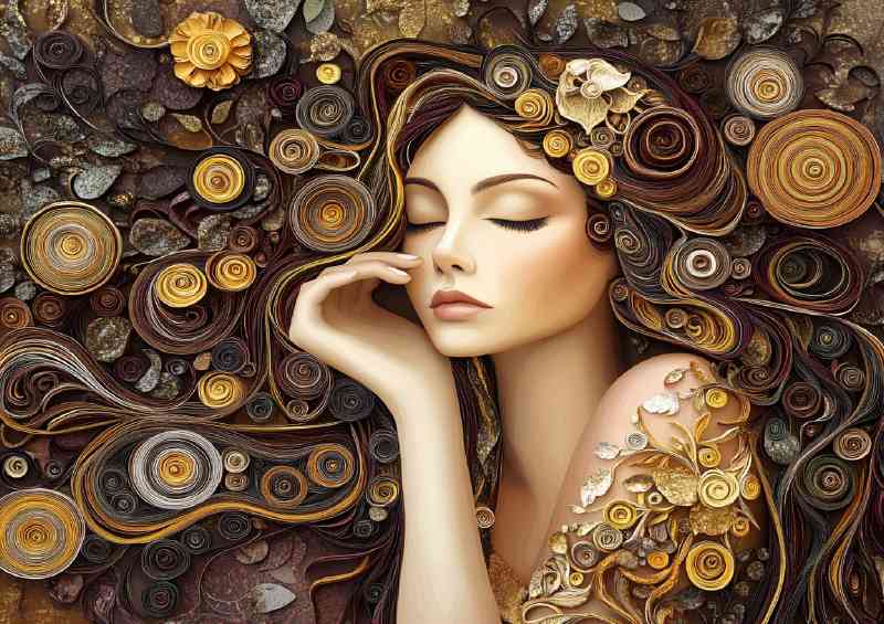 Woman in gold the style of paper art | Canvas