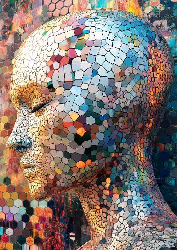 AI humanoid with a hexagonal face | Metal Poster