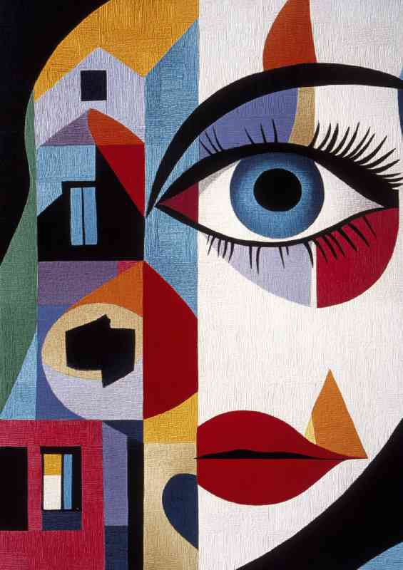 Abstract art face woman with red lips | Canvas