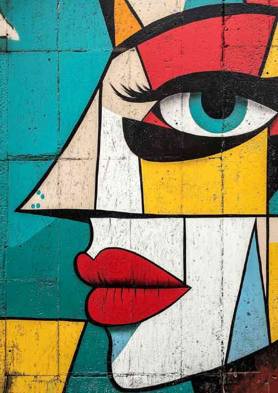 Abstract face in the style of Picasso street art graffiti | Metal Poster